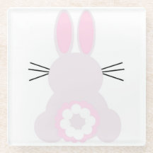 Bleek roze paashaas glas Onderzetter