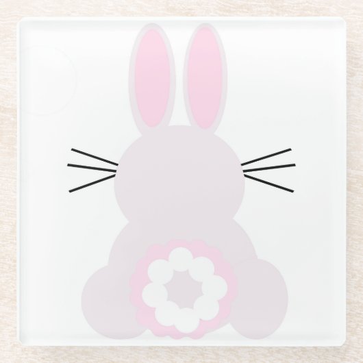 Bleek roze paashaas glas Onderzetter (Voorkant)