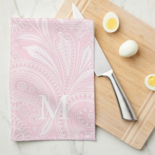 Bleek Roze Paisley Monogrammed Theedoek