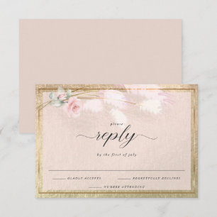 Bleek Roze Pampas Grass Rosebud RSVP Kaartje