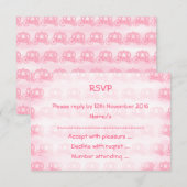 Bleek roze patroon van prinses Carriages RSVP Kaartje (Voorkant / Achterkant)