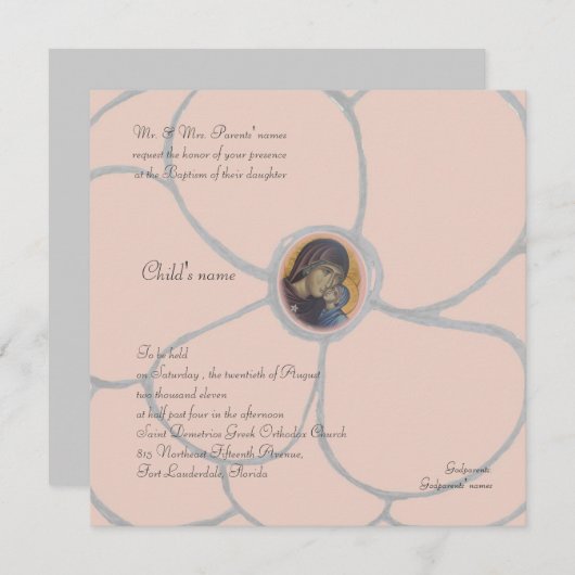 Bleek roze petals kaart (Voorkant / Achterkant)