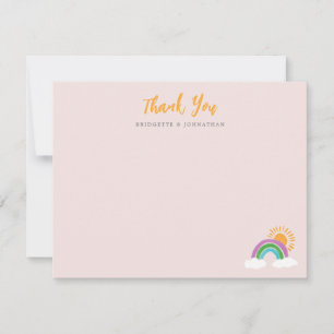 Bleek roze  regenboog zonneschijn bedankje RSVP kaartje