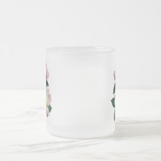 Bleek roze rosebuds variëteit Pristine Matglas Koffiemok (Center)