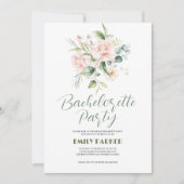 Bleek roze Roses Bouquet Bachelorette Invite Kaart (Voorkant)