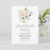 Bleek roze Roses Bouquet Bachelorette Invite Kaart (Staand voorkant)