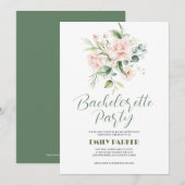 Bleek roze Roses Bouquet Bachelorette Invite Kaart (Voorkant / Achterkant)