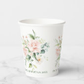 bleek roze rozen bouquet papieren bekers (Voorkant)