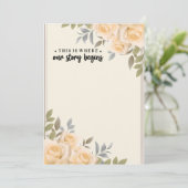 Bleek roze rozen Dit is waar ons verhaal begint (Staand voorkant)