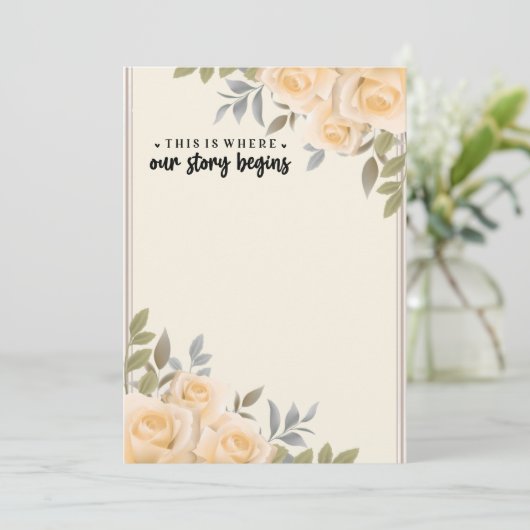 Bleek roze rozen Dit is waar ons verhaal begint (Staand voorkant)