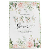 Bleek roze rozen Floral Letters Baby shower Medium Cadeauzakje (Voorkant)