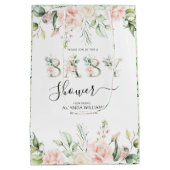 Bleek roze rozen Floral Letters Baby shower Medium Cadeauzakje (Achterkant)