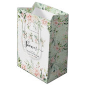 Bleek roze rozen Floral Letters Baby shower Medium Cadeauzakje (Achterkant Gekanteld)