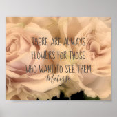 bleek roze rozen fotografie met Matisse quote Poster (Voorkant)