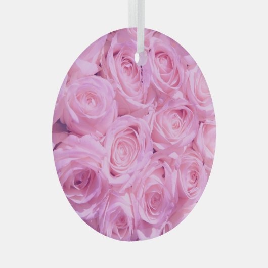 Bleek roze rozen glas ornament (Voorkant Rechts)