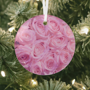Bleek roze rozen glas ornament