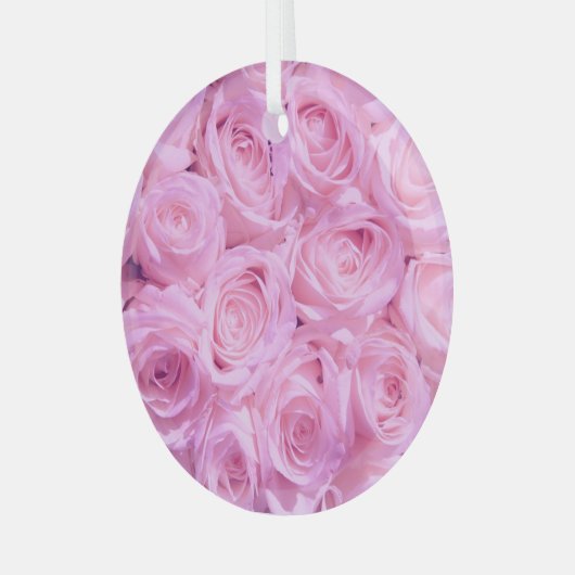 Bleek roze rozen glas ornament (Voorkant links)