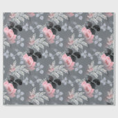 Bleek roze rozen op grijze achtergrond cadeaupapier (Vlak)