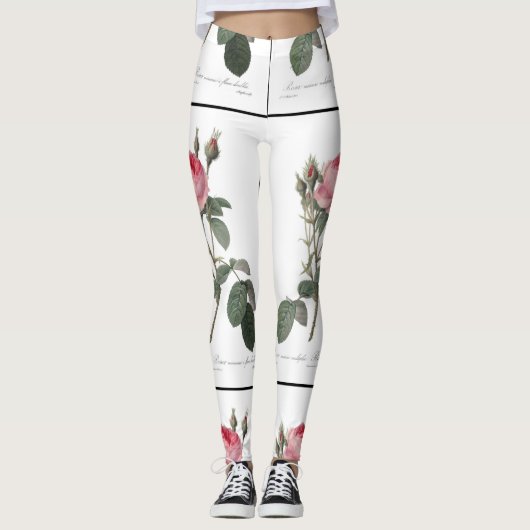 Bleek roze rozen schilderen leggings (Voorkant)