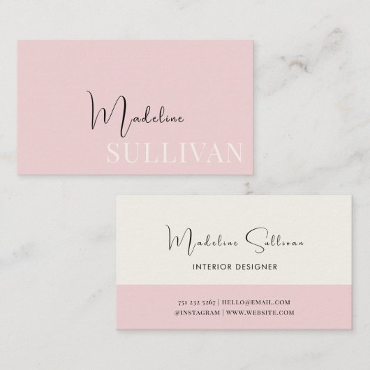 Bleek Roze Script Visitekaartje (Voorkant / Achterkant)