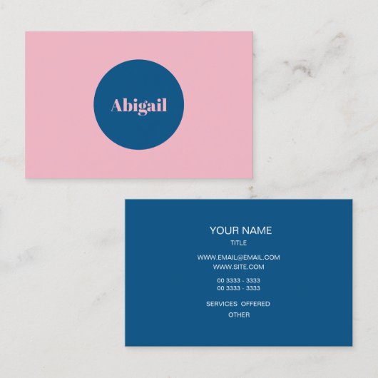 Bleek Roze Snorkel Blue Modern Ovale Visitekaartje (Voorkant / Achterkant)