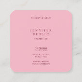 Bleek Roze Stijlvolle Minimalistische Plain Luxury Vierkante Visitekaartje (Achterkant)