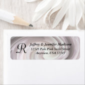 Bleek Roze Swirl Monogram Return Address Etiket (Insitu)