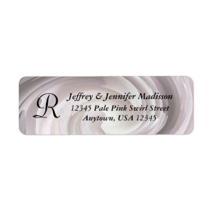 Bleek Roze Swirl Monogram Return Address Etiket