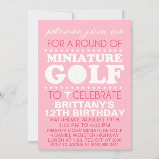 Bleek Roze T-shirt Time Miniatuur Golf Birthday Pa Kaart (Voorkant)