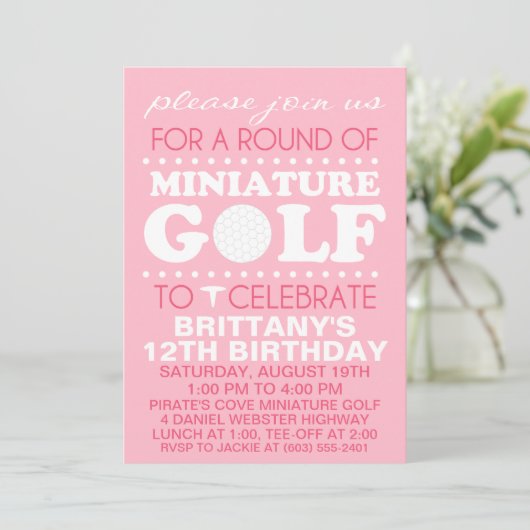 Bleek Roze T-shirt Time Miniatuur Golf Birthday Pa Kaart (Staand voorkant)