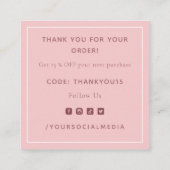 Bleek roze thema's Dank u voor de dankbaarheid van Vierkante Visitekaartje (Achterkant)