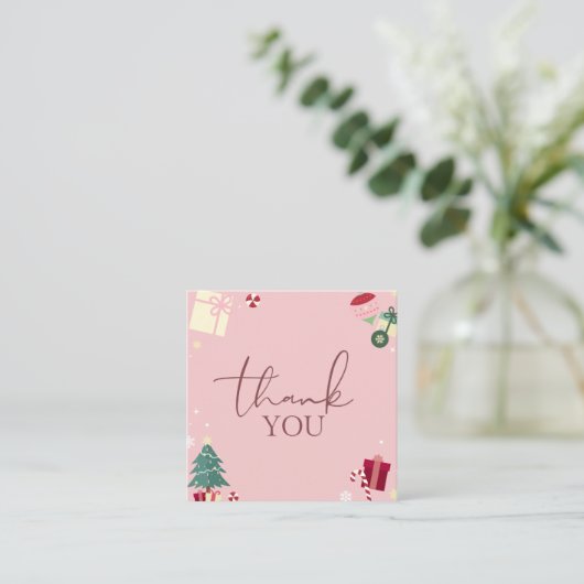 Bleek roze thema's Dank u voor de dankbaarheid van Vierkante Visitekaartje (Staand voorkant)