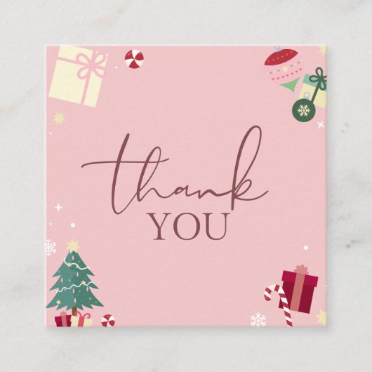 Bleek roze thema's Dank u voor de dankbaarheid van Vierkante Visitekaartje (Voorkant)