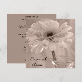 Bleek-roze tint-Daisy Wedding Rehearsal Dinner Kaart