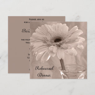 Bleek-roze tint-Daisy Wedding Rehearsal Dinner Kaart
