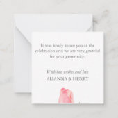 Bleek roze Tulip persoonlijke bedankt briefkaart (Achterkant)