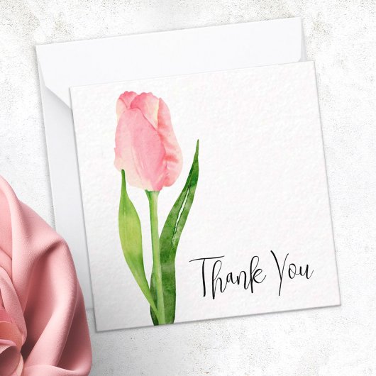 Bleek roze Tulip persoonlijke bedankt briefkaart