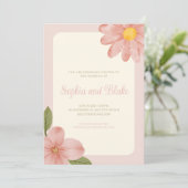 Bleek - roze - uitnodiging tot huwelijk (Staand voorkant)