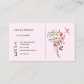 Bleek roze Vrouwelijke Waterverf Wildflower Meadow Visitekaartje (Achterkant)