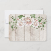 Bleek roze vuurvaste houten bruiloft RSVP (Achterkant)