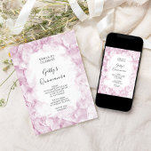 Bleek-roze Waterverf Quinceanera Partij Kaart