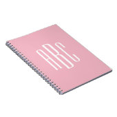 Bleek roze witte klassieke stijl 3 Letter-monogram Notitieboek (Rechterzijde)
