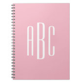 Bleek roze witte klassieke stijl 3 Letter-monogram Notitieboek (Voorkant)