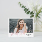 Bleek Roze Zachte Zestien sparen de Datum Briefkaart (Staand voorkant)