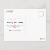 Bleek Roze Zachte Zestien sparen de Datum Briefkaart (Achterkant)