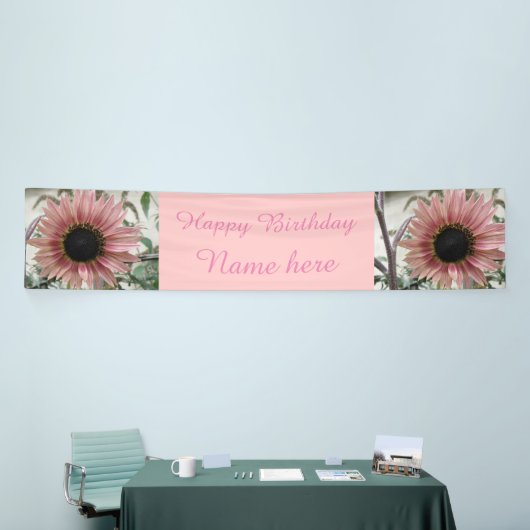 Bleek - roze zonnebloem , speciaal gepersonaliseer spandoek (Beurs)