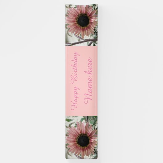Bleek - roze zonnebloem , speciaal gepersonaliseer spandoek (Verticaal)