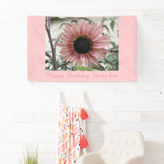 Bleek - roze zonnebloem , speciaal gepersonaliseer spandoek (Insitu)