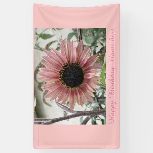 Bleek - roze zonnebloem , speciaal gepersonaliseer spandoek (Verticaal)