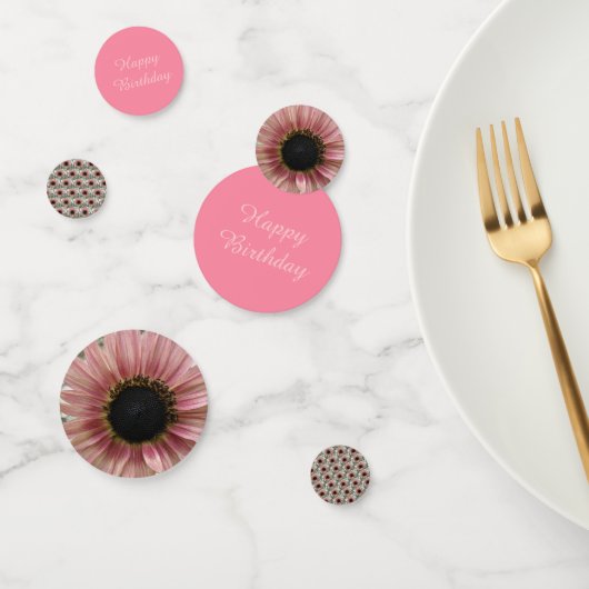 Bleek roze zonnebloem, speciaal gepersonaliseerd confetti (Groep)
